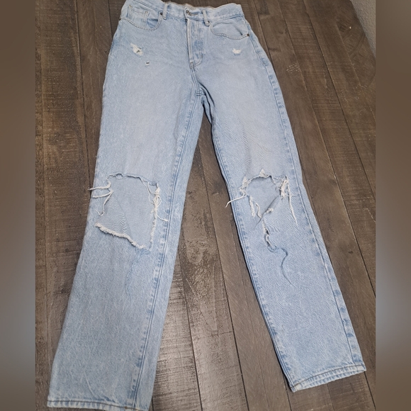 PacSun Denim - PacSun Women’s Dad Jeans Size 26 Light Wash Distressed High Rise 5 Button Fly